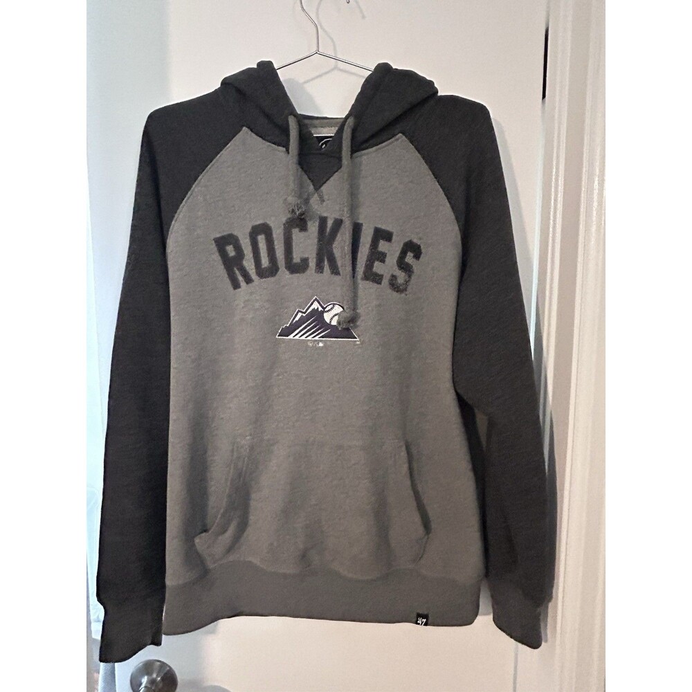 47 Brand Colorado Rockies Hoodie Gray Pullover MLB Fleece Medium Sweatshirt